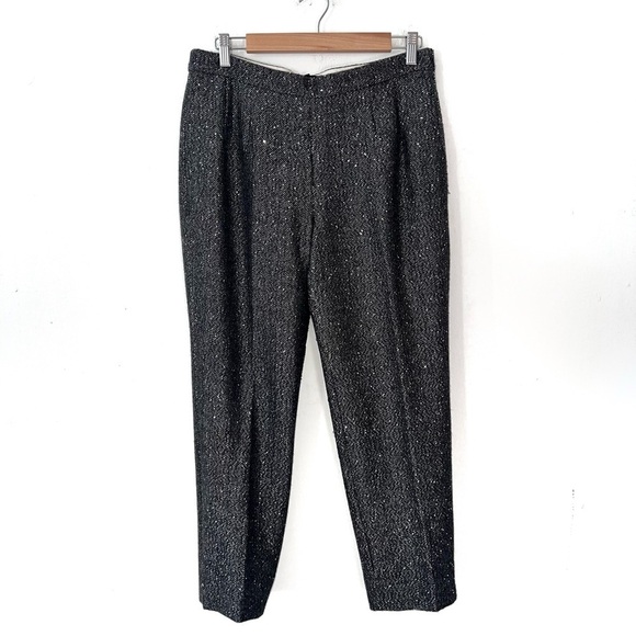 J. Crew Silver Gray Sequin Martie Sparkle Herringbone Crop Pants - Picture 2 of 8